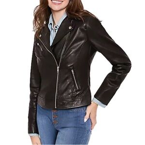 American Leather Co. Black Washed Lamb Leather Moto Jacket Sizes 16-20 3LM07.25